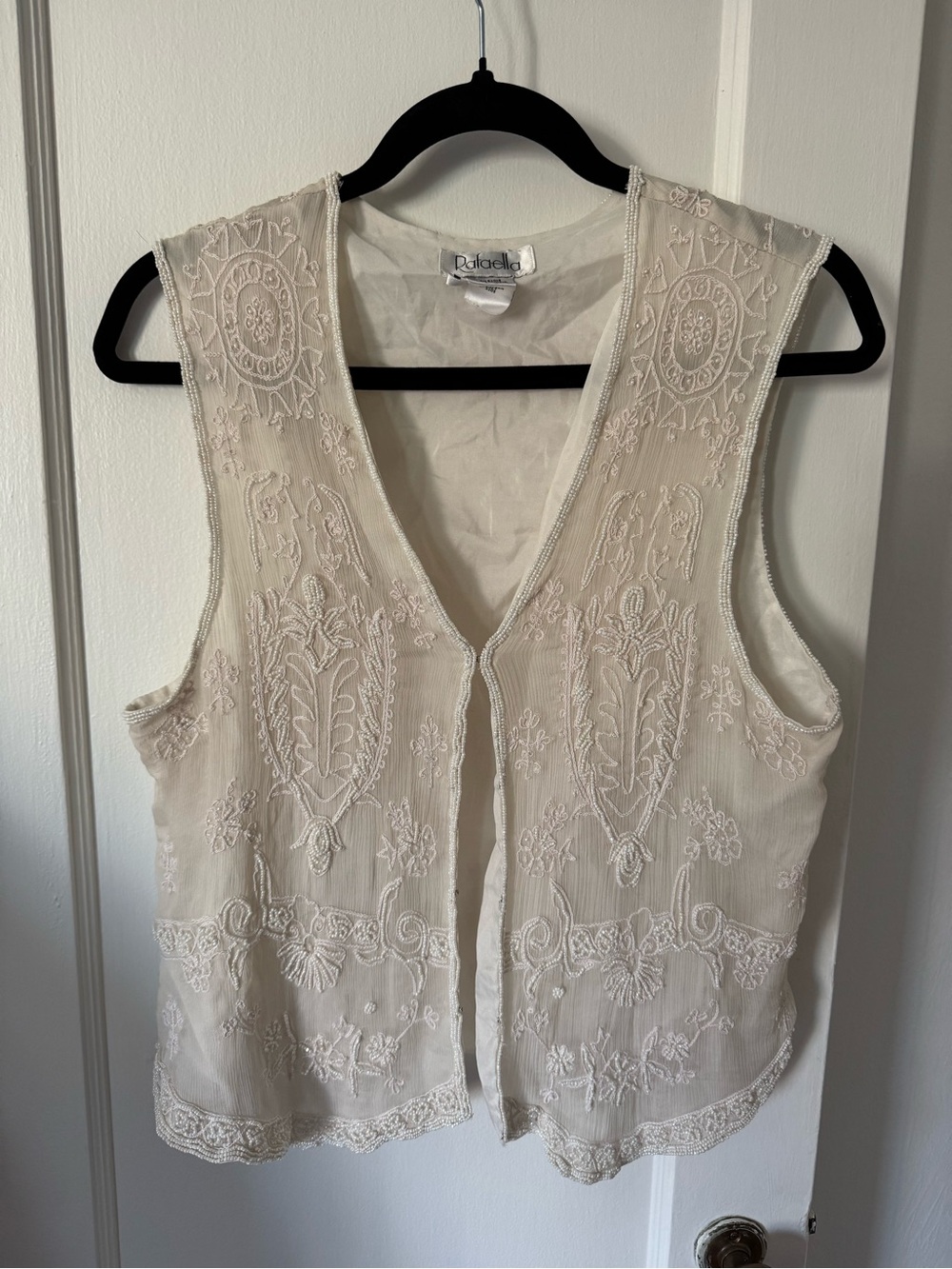Rafaella Ivory Embroidered Open-Front Tunic Vest